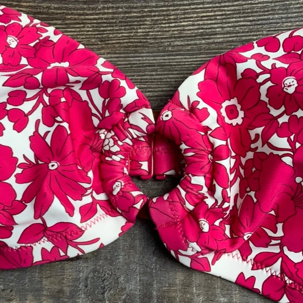 NEW J.Crew Heritage O-ring Bandeau‎ Bikini Top in Blushing Meadow Size 2X
